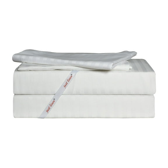 Just Linen 400 TC 100% Egyptian Cotton Sateen, 4 Piece King Sheet Set with Deep Pocketed Fitted Sheet