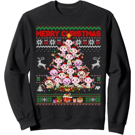 Cute Axolotl Christmas Tree Ugly Sweater Men Women Sweatshirt