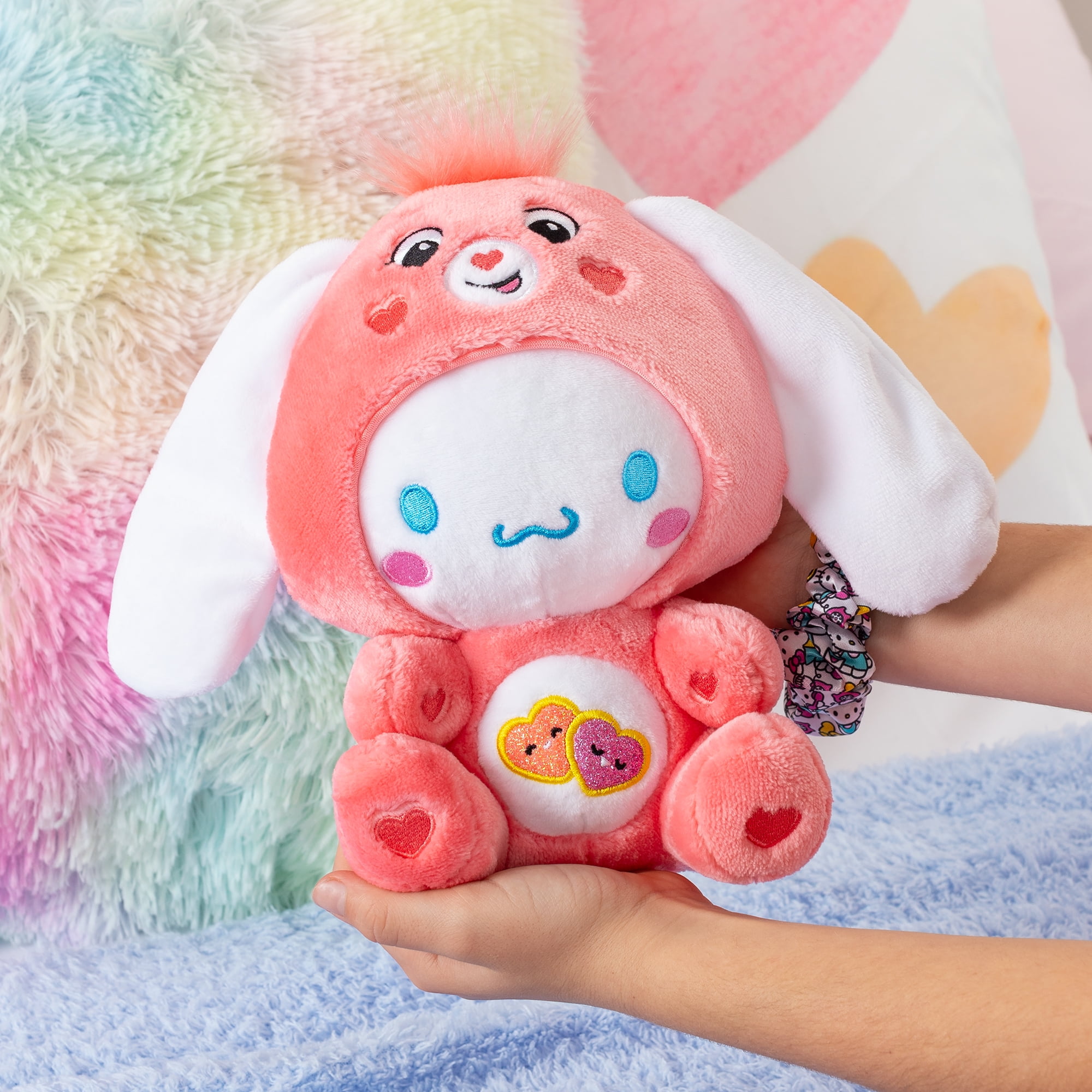 Cinnamoroll Dressed As Love-a-Lot Bear 9" Fun-Size Care Bears Plush - Soft, Huggable Bestie!