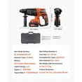 thumbnail image 2 of 20V Cordless Rotary Hammer Drill Kit,1" SDS-Plus Lightweight Power Tool with Battery&Charger,4 Functions,1200 RPM,5300 BPM,Brushless Motor, 2 of 12