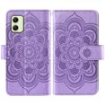thumbnail image 3 of Asuwish Compatible with Samsung Galaxy A05 Wallet Phone Case and Tempered Glass Screen Protector Flower Faux Leather Flip Credit Card Holder Stand Zipper Cell Cover for Ao5 A 05 Women Purple, 3 of 8