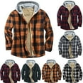 thumbnail image 6 of Men's Flannel Shirt Jacket Fleece Lined Plaid Coat Full Zip Up Hoodie Winter Outwear,Mens Sherpa Lined Zipper Hooded Plaid Shirt Jacket, 6 of 6