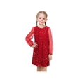 thumbnail image 2 of Girls Dress Red Sequin Mesh Sheer Long Sleeve Party Princess Wedding 8 Years, 2 of 6