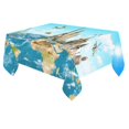 thumbnail image 2 of ABPHQTO Bonito juego de manteles con mapa del mundo oceánico, 150x210 cm, monumentos famosos del mundo, funda de tela para mesa de escritorio para decoración de fiestas, 2 of 3