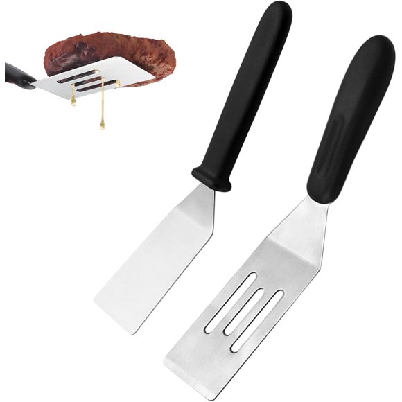 Houseen Small Spatula Set, 2 Pieces Mini Serving Spatula Stainless Steel Metal Spatulas Set, Cutter and Serve Turner for Kitchen, Flipping or Cooking for Brownie, Cookie, Lasagna, Pancakes or Cake