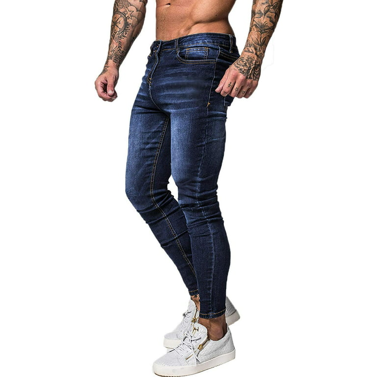 tykkelse Kunde kabine GINGTTO Men's Skinny Jeans Stretch Ripped Tapered Leg - Walmart.com