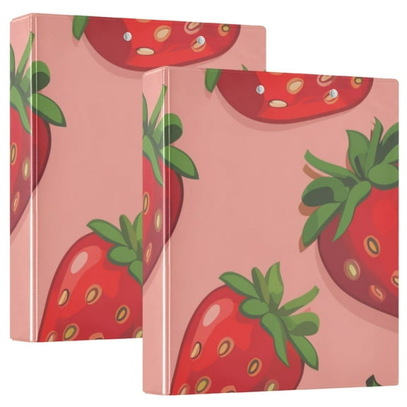 Strawberries Flowers 3 Ring Binders 1.5 inch Hardcover File Folders with Interior Pockets A4 Size Organizer for School Office Hospital