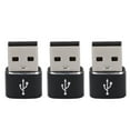 thumbnail image 2 of Paquete de 3 adaptadores de disco U USB 2.0 macho a tipo C hembra Adaptador de metal USB a tipo C para teléfono móvil portátil (blanco), 2 of 5