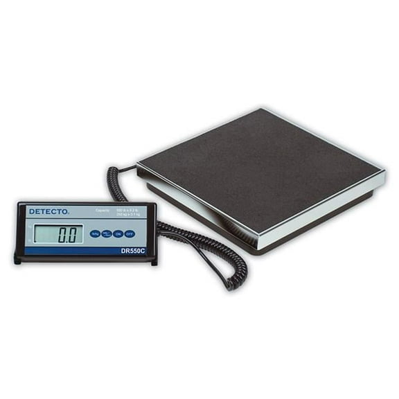 Cardinal Scale-Detecto DR550C 12 in. X 12 in. Platform Digital Receiving Scale 550 Lb X .2Lb- 250 Kg X .1 Kg with Mat Ac Adapter Included