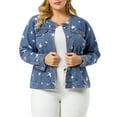 thumbnail image 5 of Agnes Orinda Women's Plus Size Long Sleeves Collarless Denim Jacket, 5 of 6