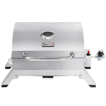 Royal Gourmet GT1001 Stainless Steel Portable Gas Grill, Tabletop Grill with Folding Legs and Lockable Lid, Outdoor Camping, Deck and Tailgating, Silver