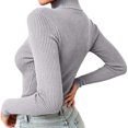 thumbnail image 4 of Women's Tops Dqueduo Women's Turtleneck Sweater, Solid Color Slim Pullover Knitwear Top, Winter Base Layer Sweater, 4 of 8