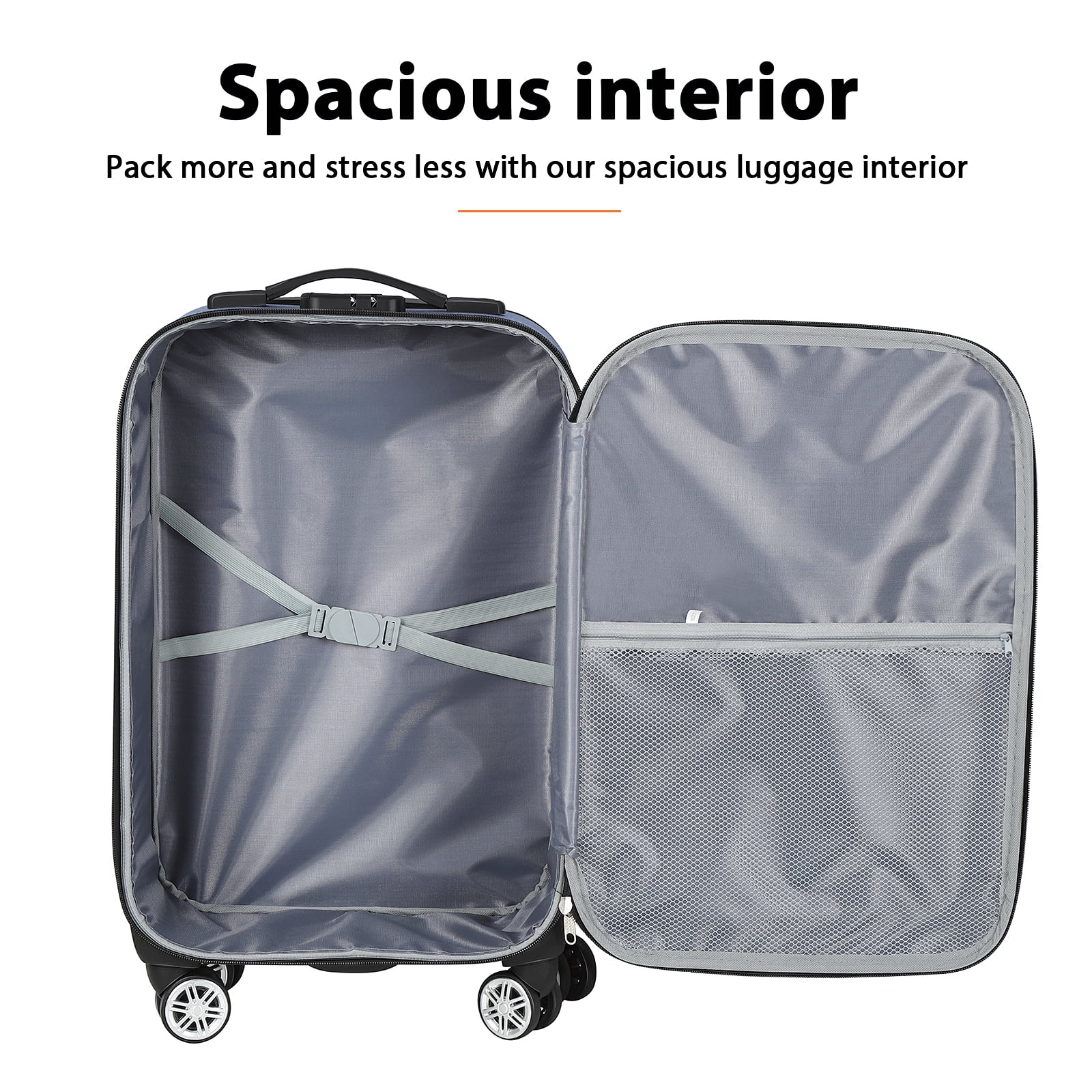2PCS Soft-sided Fabric Luggage Roller Luggage Lightweight 20"+28" Blue