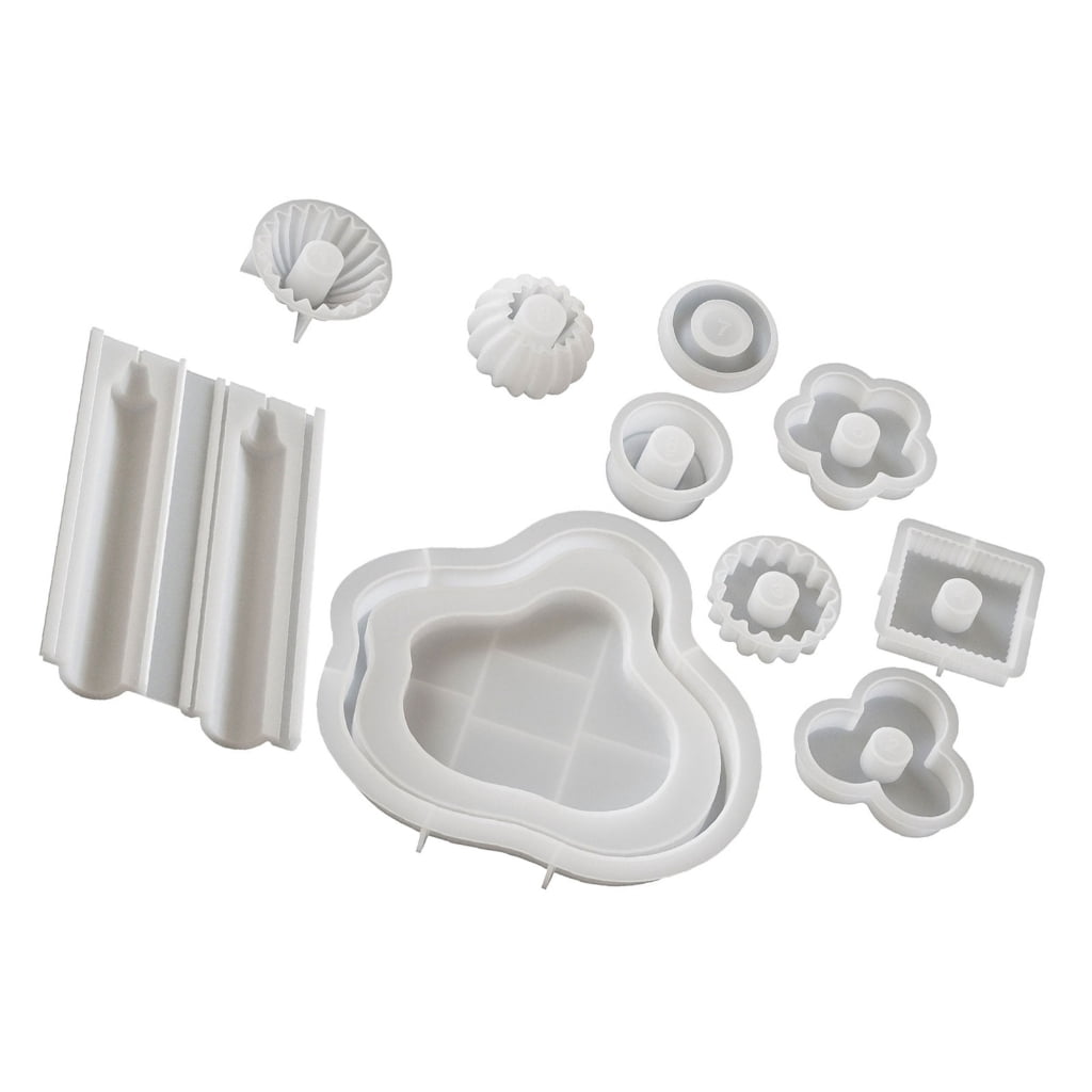 10Pcs Stacking Silicone Candle Molds for Pillars Candle Soap Chocolate Stackable Silicone Molds with Resin Tray Molds