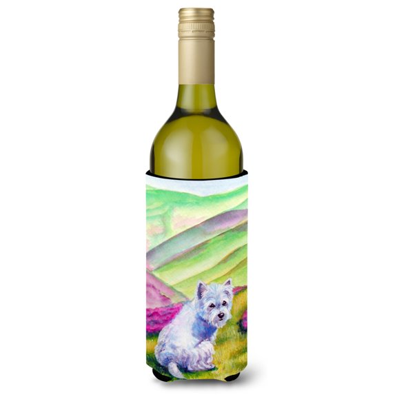 Carolines Treasures 7429LITERK Westie Long Road Ahead Wine Bottle Hugger Wine Bottle multicolor