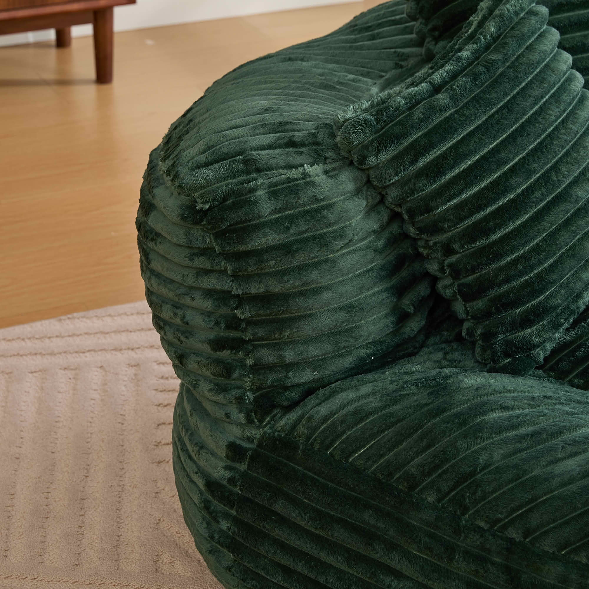 MAYEERTY Bean Bag Chair for Adults, Cozy Corduroy Lounger with High-Density Foam, No Assembly, Emerald