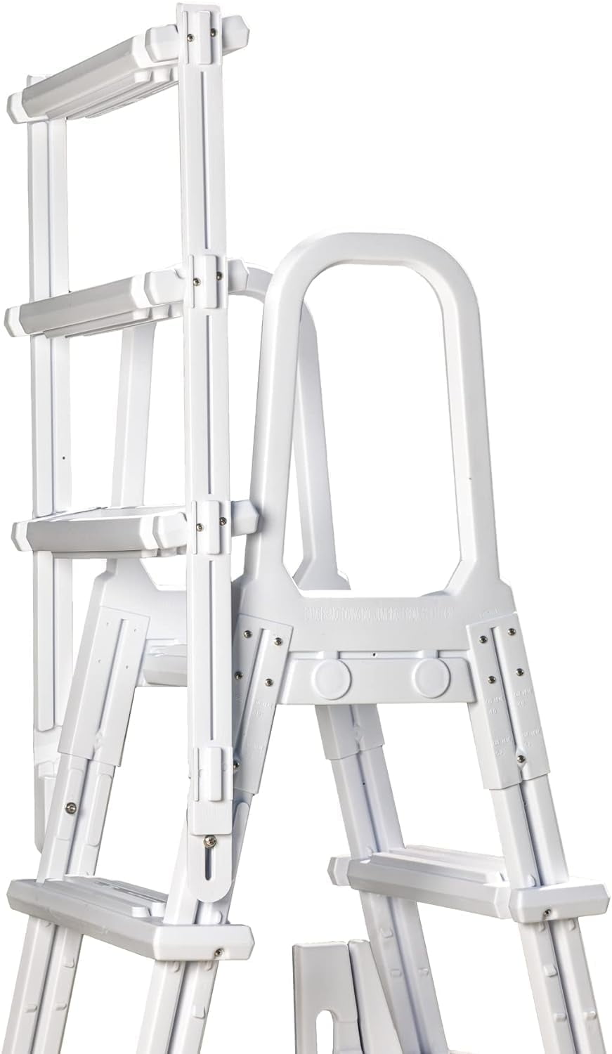 Poolzilla Pool Step Ladder for Above Ground Pools - A-Frame Flip Up Ladder w/Non Skid Platform - for 48’’ to 54’’ in. Above Ground Pools