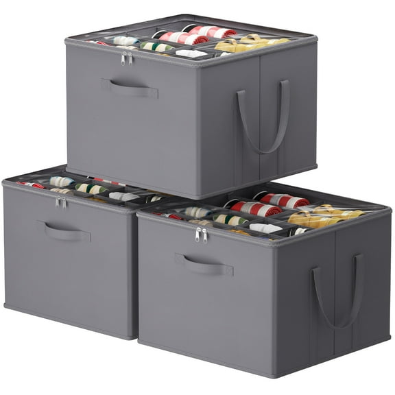 Lifewit Shoe Storage Organizer for Closet, Fits 12-16 Pairs, Large Shoe Box Storage Containers with Clear Cover and Reinforced Handles, Foldable Storage Bins Fits, 3 Pack Gray