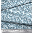 thumbnail image 2 of Soimoi Blue Cotton Cambric Fabric Damask Floral Print Fabric by The Yard 58 Inch Wide, 2 of 3