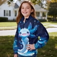 thumbnail image 3 of Uorisanigo Blue Axolotl Girls Half Zip Sweatshirt Oversized Long Sleeve Zipper Sweatshirt School Drop Shoulder Pullover Top Fall Fashion Outfits Clothes Quarter-Zip Pullover Jacket, 3 of 7
