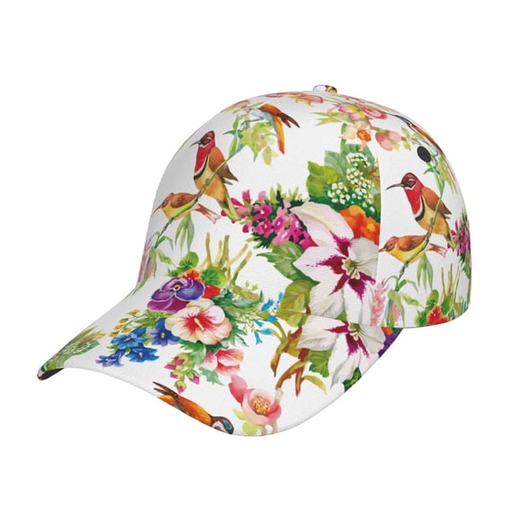 Teaboi Birds And Flowers Pattern Baseball Cap, UV Protection Adjustable Sports Cap, Outdoor Hat for Men and Women