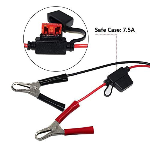 DEDC Battery Charger Cable Eyelet Terminal Connector and Battery Alligator Clip to SAE Quick Disconnect Cable with 15A Fuse 16AWG Total 10 Ft for Cars Motorcycles Charging 