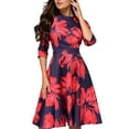 thumbnail image 3 of Musuos Women Floral Midi Dress with Pockets Vintage Elegant Cocktail Dress, 3 of 3