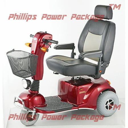 Merits - Pioneer 9 - HD Maxi Electric Scooter - 3-Wheel - 22""W x 20""D - Red - PHILLIPS POWER PACKAGE TM - $500 VALUE -  Merits Health