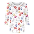 thumbnail image 4 of Ichuanyi Womens Easter Printed 3/4 Length Sleeve Tops Casual Loose Fit Crewneck T Shirts Cute Solid Three Quarter Length Tunic Tops, 4 of 7