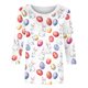 thumbnail image 3 of Tops de Cuello Redondo para Mujeres con Estampado de Carnaval, Blusa Casual de Manga 3/4 para Uso Diario, 3 of 7