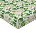 thumbnail image 4 of Ambesonne Peony Fitted Sheet, Watercolor Art Flower Pattern, Full Size, White Cream and Green, 4 of 5