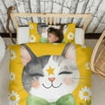 thumbnail image 3 of Cat with Bow Tie and Daisies Duvet Cover and Pillowcase Set for Single Bedding, Bedroom Accessories for Kids Teens, 3 of 5