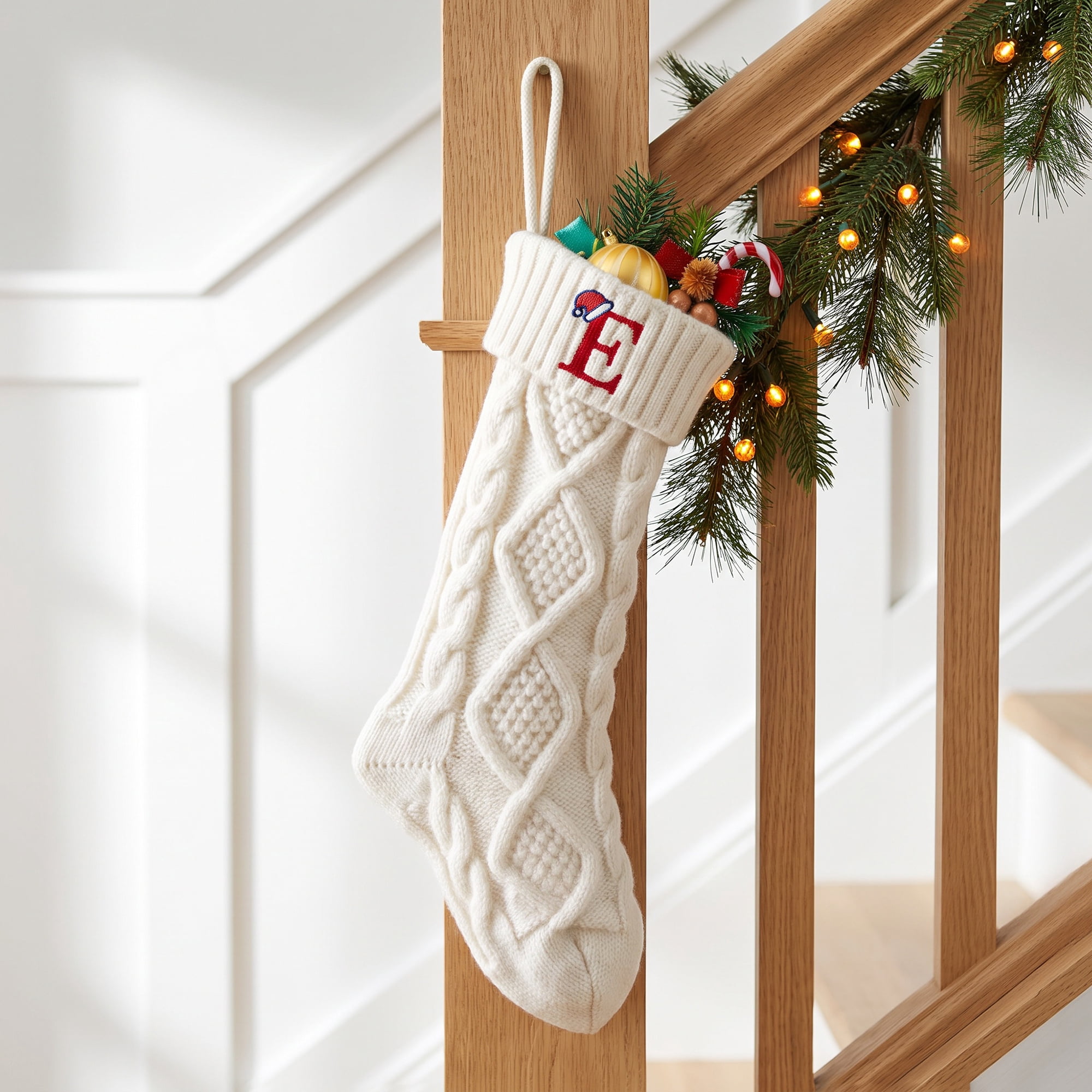 Unique Bargains Canine Bone Christmas Stocking Luxury Puppy Holiday Keepsake Sack Letter E 17"
