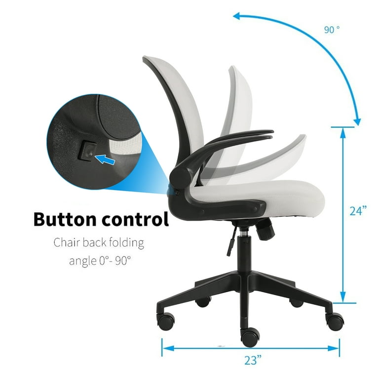 URRED Ergonomic Office Chair Mesh with Foldable Backrest, Mesh Home Office  Computer Task Desk Chairs with Adjustable Arms and 360 Degree Universal