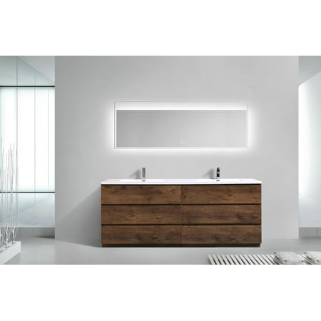 Angeles Series 84 Inch Free Standing Double Sink Bathroom Vanity