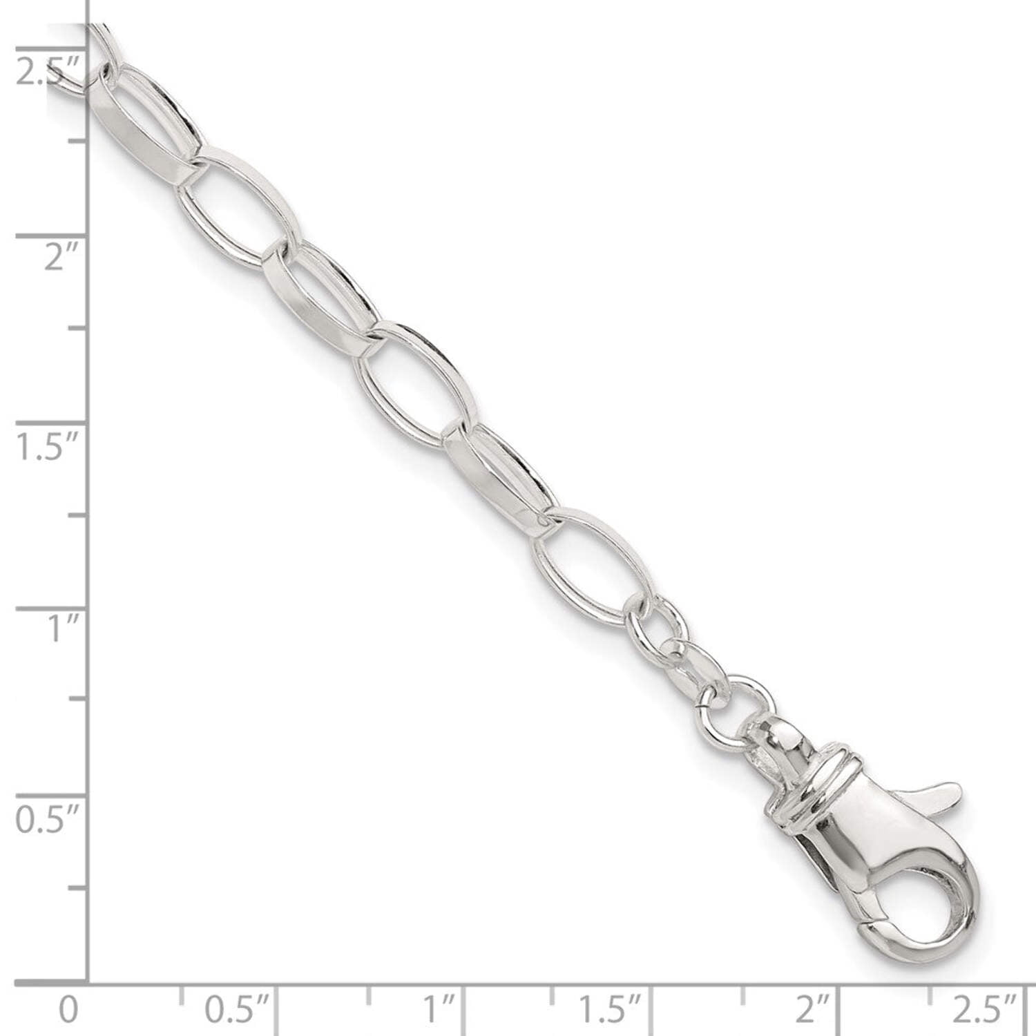 Sterling Silver 10 inch Solid Polished Fancy Link Anklet QG1178