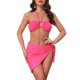 thumbnail image 1 of INSPIRAR CHIC Conjuntos de Bikini de Cuerda en Forma de Círculo para Mujeres de 3 Piezas con Parte Inferior Triangular, Tiras Lateral y Cubierta de Baño en Color Rosa Rojo Medio, 1 of 5