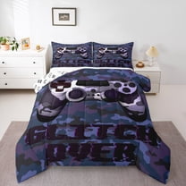 Castle Fairy Game Controller Full Size Comforter Sets 3-Piece for Teens Female Men,Video Game Gamepads Bedding Comforter Set,Abstract Camouflage Camo Lightweight Bedding Sets,Lightweight Room Decor