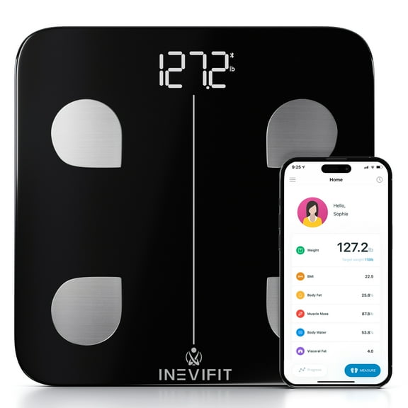 INEVIFIT Smart Body Composition Scale with Bluetooth and Free Tracking INEVIFIT APP - Black