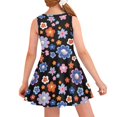 thumbnail image 2 of FOR U DESIGNS Hippie Flowers Sleeveless Sundress Knee Length Skater Dresses for Kids Girl 13-14 Years Old Soft A Line Midi Sundress Lovely Crewneck Swing Dress, 2 of 6
