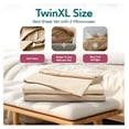 thumbnail image 2 of Viscose Twin XL Bed Sheet Set - 4 Piece Soft & Cool Sheets - Flat Sheet, Fitted Sheet, 2 Pillowcases - Sand, 2 of 6