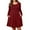 Wine, variant on Women's Plus Size Solid Color Casual Spring Autumn Dress - Round Neck Long Sleeve with Pockets - Army Green XXL
