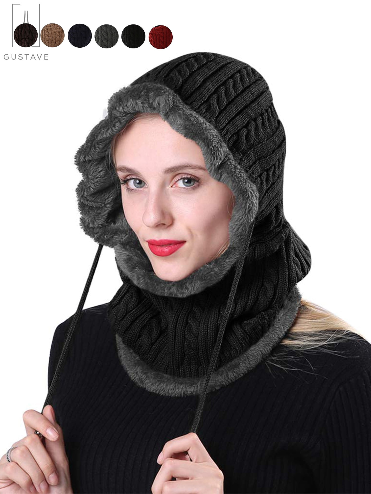 Double-Deck 3 in 1 Multifunction Outdoor Cycling Thick Thermal Windproof Adjustable Hat Winter Scarf Headgear Snood for Men Women Kids Balaclavas Hat Ski Mask Fleece Face Mask Cover Caps Neck Warmer