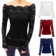 thumbnail image 5 of Las mujeres atractivas ahuecan hacia fuera la blusa del cordón del hombro Slash Neck Long Sleev CACAGOO Blusa, 5 of 7