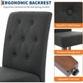 thumbnail image 5 of Parsons Button Tufted Dining Chairs Set of 6 - Upholstered Fabric Kitchen Chairs with Wood Legs & Padded Seats - Living Room Kitchen Furniture (Black), 5 of 8