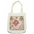 thumbnail image 1 of Floral Tote Bag, Flower and Butterfly Floral Arragement Design Print, Cloth Linen Reusable Bag for Shopping Books Beach and More, 16.5" X 14", Cream, by Ambesonne, 1 of 2