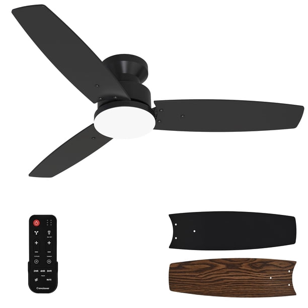 Ventilador de techo Conciseer de 42" con luz regulable de 18 W, 3 aspas, negro