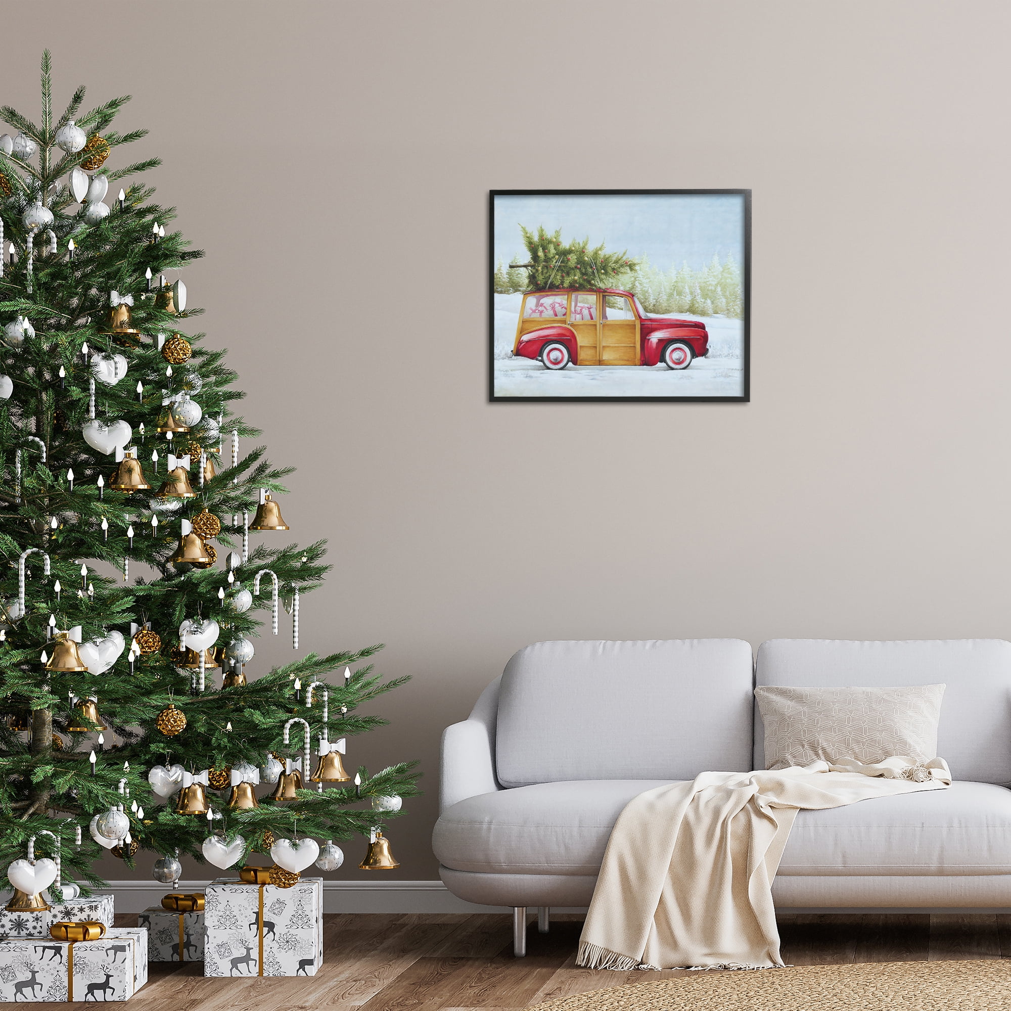 Stupell Industries Holiday Fun Filled Car Holiday Painting Black Framed Art Prints Wall Art, 30 x 24