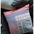 thumbnail image 2 of Flower Castle Patchwork Suede Zippered Pillow w Insert by Amrita Sen in Pink and Teal, 2 of 4