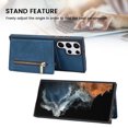 thumbnail image 5 of Dteck Case for Samsung Galaxy S22 Ultra, Zipper Card Holder for Women Wallet Case for Girls Cute Folio Flip Cute Slim Leather Wallet Back Magnetic Closure Phone Cases, Blue, 5 of 8